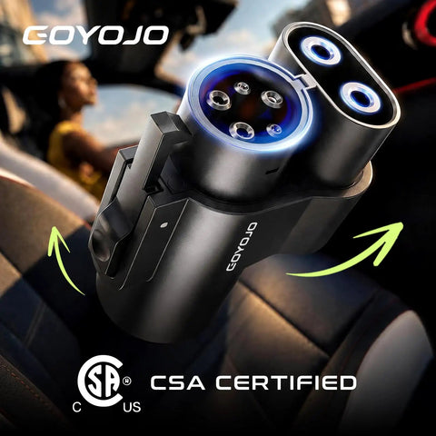 Nacs To Ccs1 Dc Fast Charging Adapter With Heavy Duty Safety Lock For Electric Vehicles, compact design, ideal for road trips.