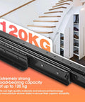 Undermount Heavy Duty Drawer Slides 32 Inch 260lb Capacity Concealed Pull Out Cabinet Glides for pantry, shown with storage shelves