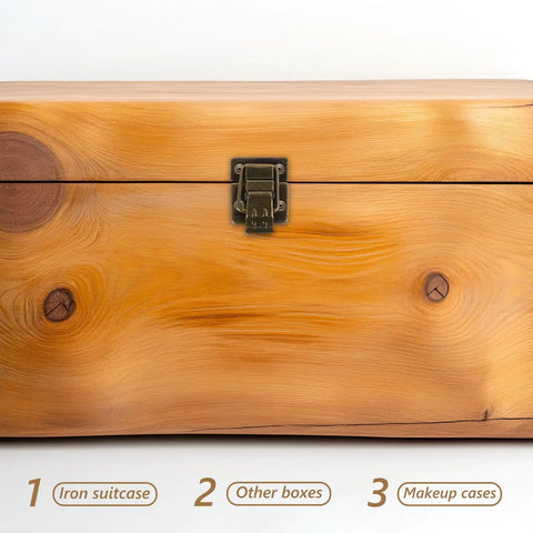 Two Pack Old School Retro Style Metal Toggle Latch Hasp Lock for jewelry boxes in vintage coffee finish, installed on wooden box