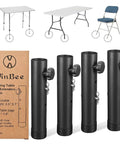Give Your Workspace A Sweet Upgrade Featuring Hella Sturdy Folding Table Risers And Adjustable Leg Extenders in black, four adjustable metal extenders.
