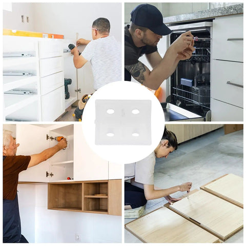 Plastic Corner Bracket Shelf Supports Right Angle Brackets For Easy Furniture And Cabinet Repair displayed in various uses