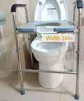 Raised Toilet Seat With Handles For Easy Lift, Standalone Toilet Safety Frame, stainless steel, fits over a toilet, 16-inch width