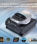 Beast Cordless Robotic Pool Cleaner With LiFi And App Control, 8000 GPH Suction, wall and waterline cleaning, shown on a platform