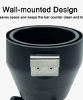 Wall Mounted Coffee Bean Dispenser Set, Round Sealed Acrylic Jars For Bulk Beans, black wall-mounted design with metal bracket.