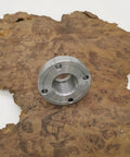 Two Inch Steel Faceplate For Wood Lathe With 1 8 TPI Thread, Heavy Duty Mount Plate For Turning Projects, on wood surface