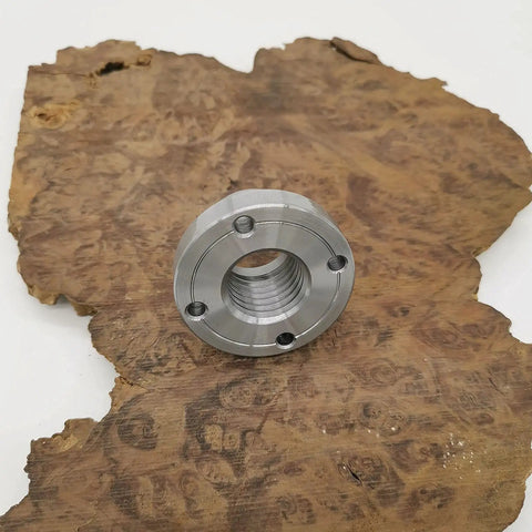 Two Inch Steel Faceplate For Wood Lathe With 1 8 TPI Thread, Heavy Duty Mount Plate For Turning Projects, on wood surface