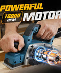 Hands operating Three And One Quarter Inch Electric Hand Planer 16000RPM High Power Handheld Planer on wood surface