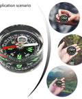 Compact Bubble Compass For Hiking And Camping, Ultra Portable Pocket Navigation Tool With Clear Green Dial in outdoor hand use