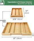 Expandable Bamboo Drawer Organizer For Kitchen Utensils And Flatware Adjustable Cutlery Tray And Knife Organizer Drawer Divider With Five Slots