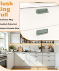 Aluminum Cabinet Pull Handles Set Of Two Flush Ring Hidden Drawer Pulls For Cabinets And Closets Green Finish, kitchen view