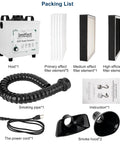 Powerful Solder Smoke Extractor For DTF Printing 100W Low Noise With 3 Stage Filtration and accessories displayed