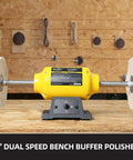 Dual Speed Bench Buffer Polisher 8 Inch With 2 Cotton Wheels For Jewelry Metal Wood Jade Knife Plastic 1725 3450 RPM