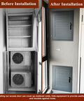 Heavy Duty Lockable Hvac Duct Access Panel 36X40 White Aluminum Honeycomb Insulated Attic Wall Inspection Door from before and after installation.