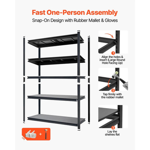 Beefy Heavy Duty Industrial Metal Storage Shelving Unit 5 Tier Adjustable Rack with 2500 lbs capacity assembly instructions