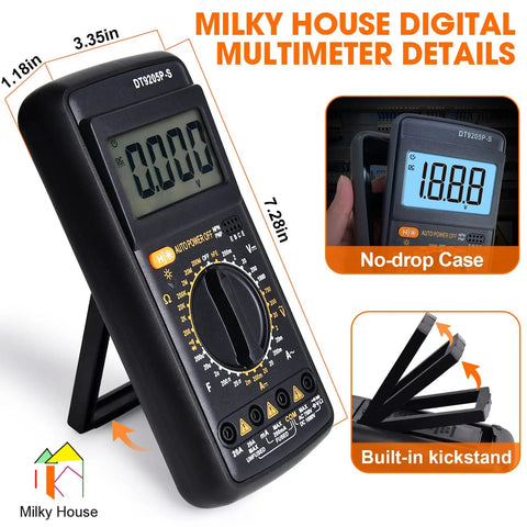Pocket Clamp Multimeter Kit With Backlit LCD For Home DIYers And Automotive Use, Digital Volt Amp Ohm Tester, AC DC Voltage Diode Checker, 2023 Upgraded Materials And Design, Compact Handy Meter For Quick Readings