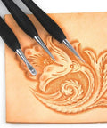 Leathercraft Modeling Tools Set Three Piece With S M L Sizes In Red PVC Pouch Six Tips For Precise Lines Carving Figures