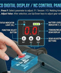 Electric Strapping Machine For PP PET Straps Automatic Steel Tie Gun Tensioner Wielder control panel with LCD display and buttons.