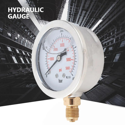 Pro Grade 0-400 Bar 0-5800 PSI Dial Hydraulic Pressure Gauge With G1 Quarter Thread, 63mm Dial, Dual Scale Bar And PSI Readouts