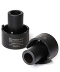 Ford Spindle Nut Socket, 4 Lug, 2-3/4 Inch Outer Diameter, 1/2 Inch Drive, black tool with rotating locknut design