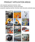 Collage of machines and robots in industrial settings, showing applications of High Speed Linear Guide Rail and Slider Kit.