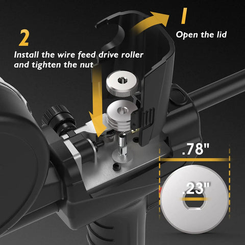 Step-by-step wire feed installation on Aluminum Spool Gun For MIG Welder, 150 Amp, Euro Connection, Fits TL-200M Pro And TL-250M.