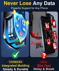 Military Grade Heavy Duty Car Phone Mount With Slam Suction Grip And Patented Safety Lock For Dashboard Windshield Vent Supports All Modern Smartphones Ink Black, showing integrated molding design.