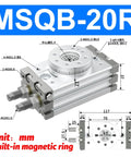 Rock Solid Heavy Duty Pneumatic Rotary Cylinder Air Actuator For Industrial Automation MSQB-20R with detailed measurements and features.