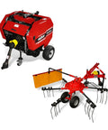 Hay Baler And Hay Rake Tedder Combo HB3120 HT100 Pro Grade Setup with Auto Tie, Hydraulic Ejection, Compact Design