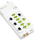 Beefy 12 Outlet Surge Protector Power Strip With 4320 Joules, Coax And RJ11 Secondary Protection, top view with LED indicators