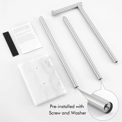 Tall Free Standing Toilet Paper Holder With Marble Base dismantled with brushed SUS304 stainless steel poles and base