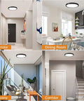 4 Pack LED Flush Mount Ceiling Lights 20W 12 Inch Black Ultra Slim With 5 CCT Selectable Color Temperature Options in various rooms