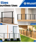 Upgraded 4-8 Ft Black Pre-Crimped Cable Railing Kit With 36 Inch System For Decks And Porches Includes Post And Handrail Easy DIY Install Swagless Design User Guide Complete Set RC01 in various installations
