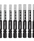 Mgtgbao 10pc dry diamond drill bit set with hex shank; includes five 3/16 in and five 1/4 in bits