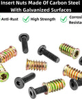 Top Shelf 50 Piece Threaded Wood Insert Kit Including 1 4 20 Furniture Fasteners And Wrenches For No Sweat Diy Installations showcasing carbon steel insert nuts.