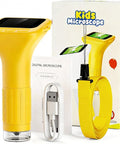 Digital Microscope For Kids With 2 Inch HD Screen Handheld Camera For Bugs Plants Nature Totally Fun And Educational Pocket Microscope STEM Toy Gift For Boys And Girls Ages 4 To 12, yellow