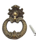 4 Pcs Bronze Drawer Ring Pulls With Screws, Vintage Victorian Floral Pattern Antique Single Hole Handles For Furniture Cabinets