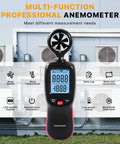 DA01 Handheld Anemometer With Data Logging And Temperature Monitor Real Time Wind Speed Meter With Backlit Display Multi Unit Wind Gauge For Outdoor Use HVAC Sailing Shooting Weather Tracking And More in front of HVAC units