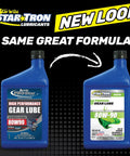 New and old Star Tron Premium Synthetic Blend 80W-90 Gear Lube bottles, marine grade, 32 oz, for outboard motors, API GL-5 protection.