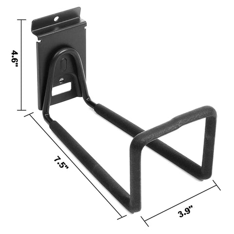 Black Beefy Two Pack Heavy Duty Slatwall Hooks for Garage Storage Double Holder Hanger Organizer with dimensions