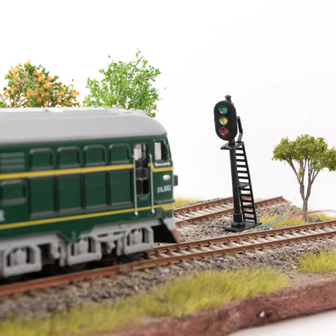 Badass 5 Piece Ho Scale 3 Light Block Signal Set Hella Durable Brass Prewired LED Railroad Lights With Red Yellow Green Bulbs 6.5cm Height For Model Trains 12V To 18V Powered Sick Upgrade For Any Layout Setup Totally Ready To Rock