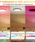 12 Inch Smart Flush Mount LED Ceiling Light with Dimmable Brightness, Adjustable CCT 2700K-6500K and 16 Million Colors, RGB Options