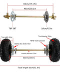 29 Inch Rear Axle Assembly Wheel Hub Kit For Go Kart Quad Trike Drift Bike Builds Complete DIY Replacement Beefed Up Rear End Parts For Street Track And Off Road Fun shown with measurements and components.