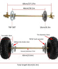 29 Inch Rear Axle Assembly Complete Wheel Hub Kit for Go Kart Quad Trike Drift Bikes with hub bearings and tires shown