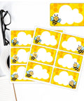 Bee Name Tag Stickers Pack 180 Pcs 2x3 Inch Self Adhesive Honeycomb Themed Name Labels for kids with cute bee design