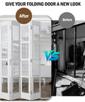 Comparison of bifold doors before and after installation of No Cap Heavy Duty Bifold Door Repair Kit For Closet Sliders Slick Rollers And Smooth Tracks Zero Hassle Installation Quick Fix Top Shelf Standard Hardware Parts.