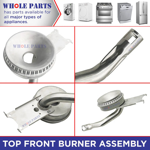 Upgraded Top Front Burner Assembly Replacement PA080037 for select gas ranges with durable metal build and easy install
