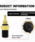 Coolant temperature sensor with brass body and black plastic connector; 2-pin plug, direct replacement for Honda/Acura/Isuzu