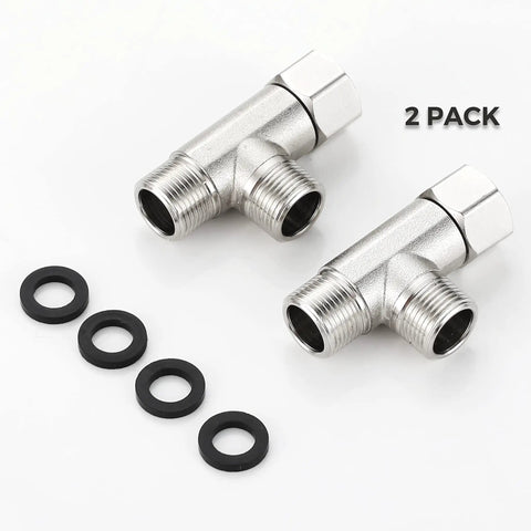 Three Eighths Inch Compression Tee Valve Adapter 3 Way Workhorse Add A Tee Connector Angled Stop Valve Lead Free Brass Corrosion Resistant High Temperature Ductility 2 Pack