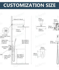 Detailed diagram of Shower Faucet Set With Rain Shower System And Handheld Spray, Chrome 10 Inch Wall Mount Shower Head dimensions