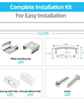 Ultra Sleek U Channel LED Aluminum Channel System With Milky Diffuser Cover, mounting clips, end caps, screws, and 1m 3.3ft length image
